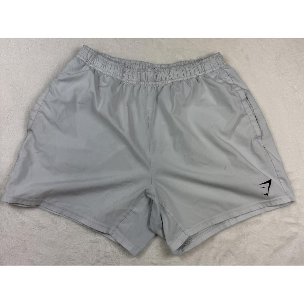 Gymshark Mens Gray Athletic Training Shorts Size Medium Elastic Waist Pockets